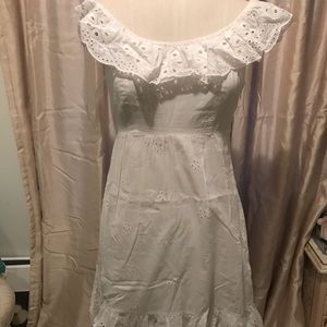 White Eyelet Lolita styled off shoulder dress